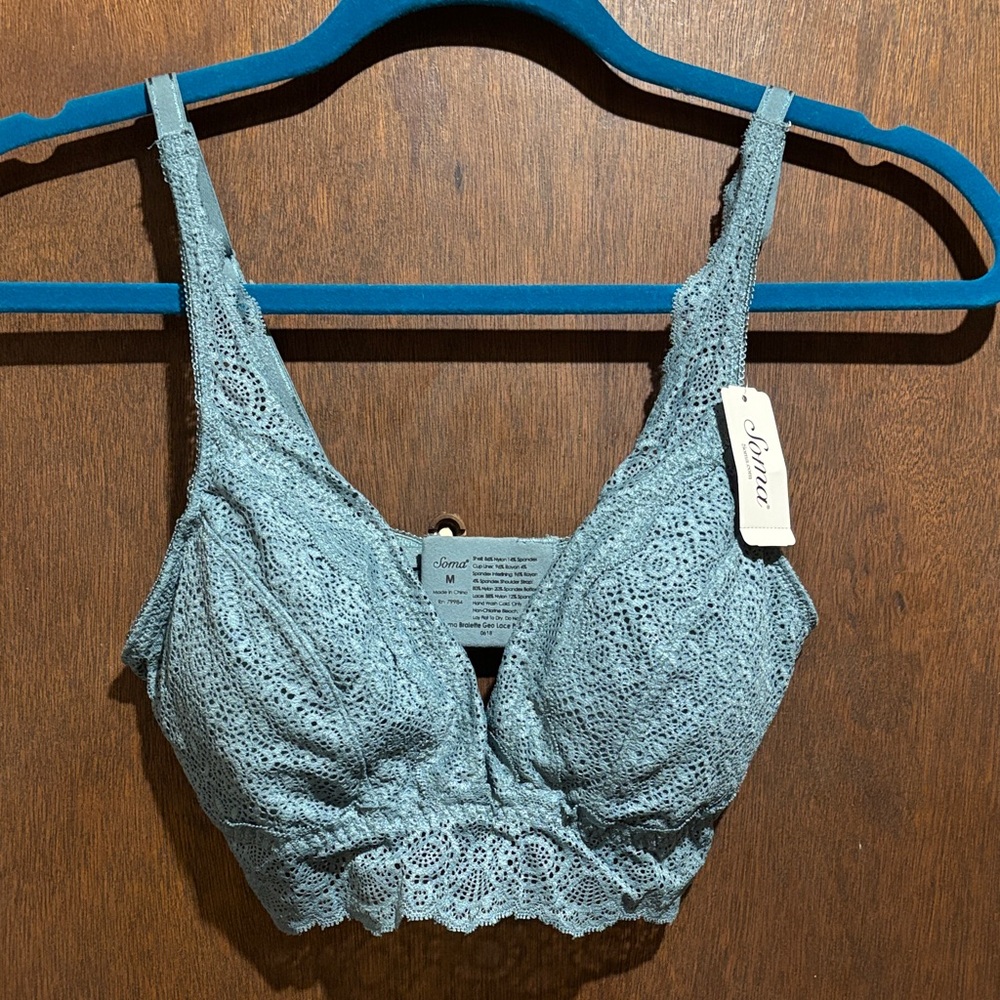 NWT Soma Blue Lace Bralette Size M